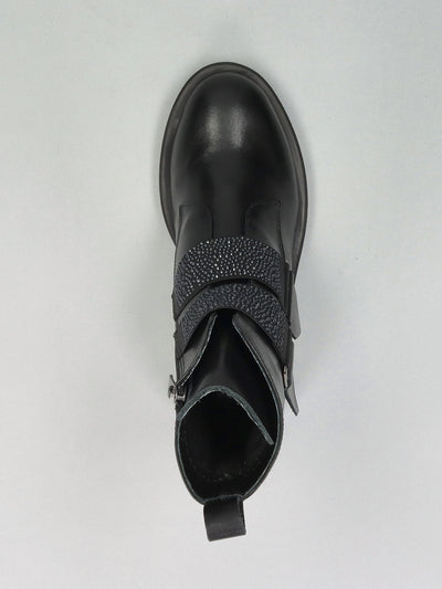 LEATHER ANKLE BOOTS - BLACK