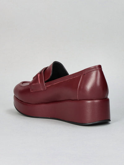 LEATHER LOW SHOES - BURGUNDY