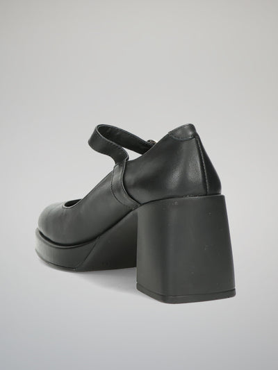 LEATHER HEELS- BLACK