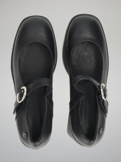 LEATHER HEELS- BLACK