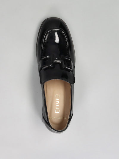 LEATHER LOW SHOES - BLACK