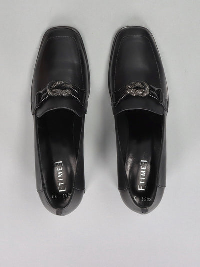 LEATHER LOW SHOES - BLACK