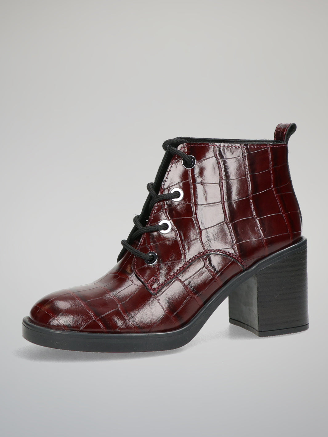 LEATHER ANKLE BOOTS - BURGUNDY