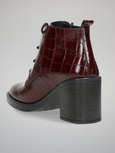 LEATHER ANKLE BOOTS - BURGUNDY