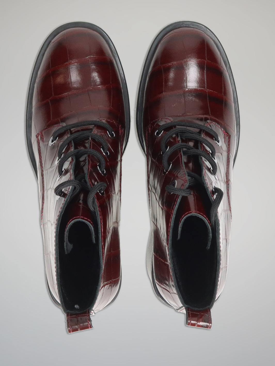 LEATHER ANKLE BOOTS - BURGUNDY