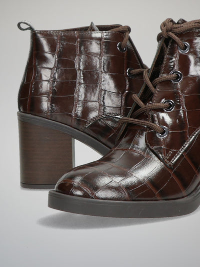 LEATHER ANKLE BOOTS - BROWN