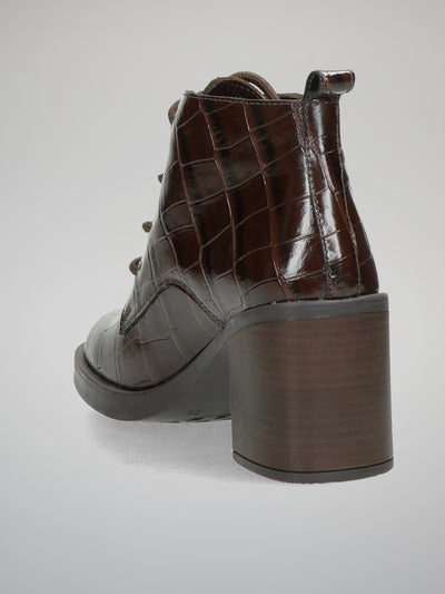 LEATHER ANKLE BOOTS - BROWN