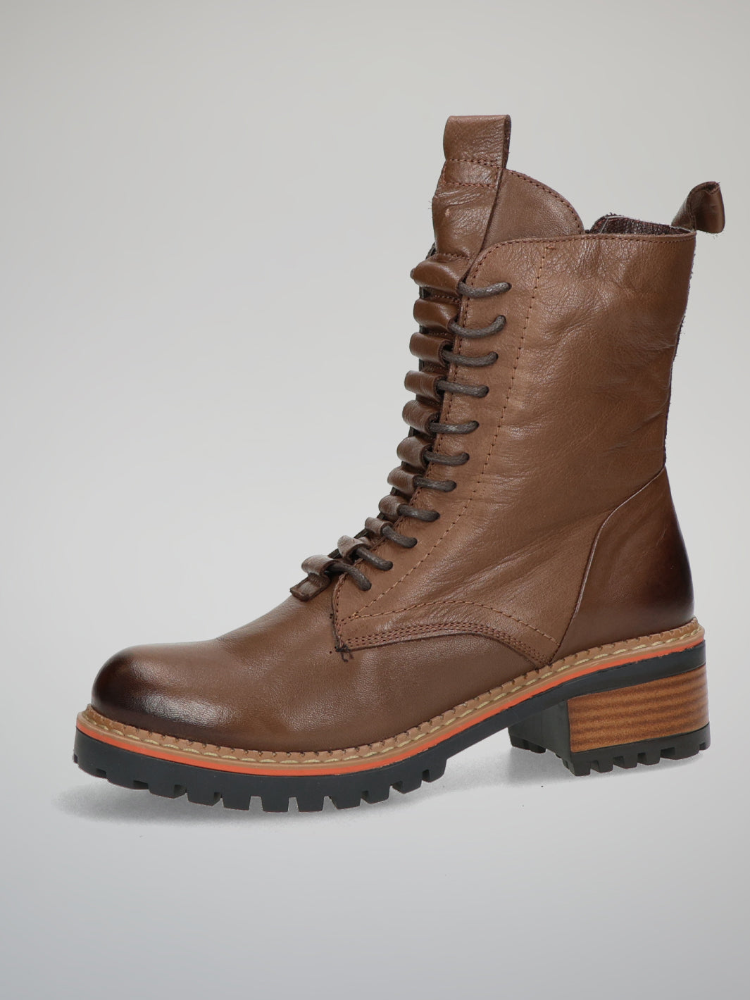 LEATHER ANKLE BOOTS - BROWN