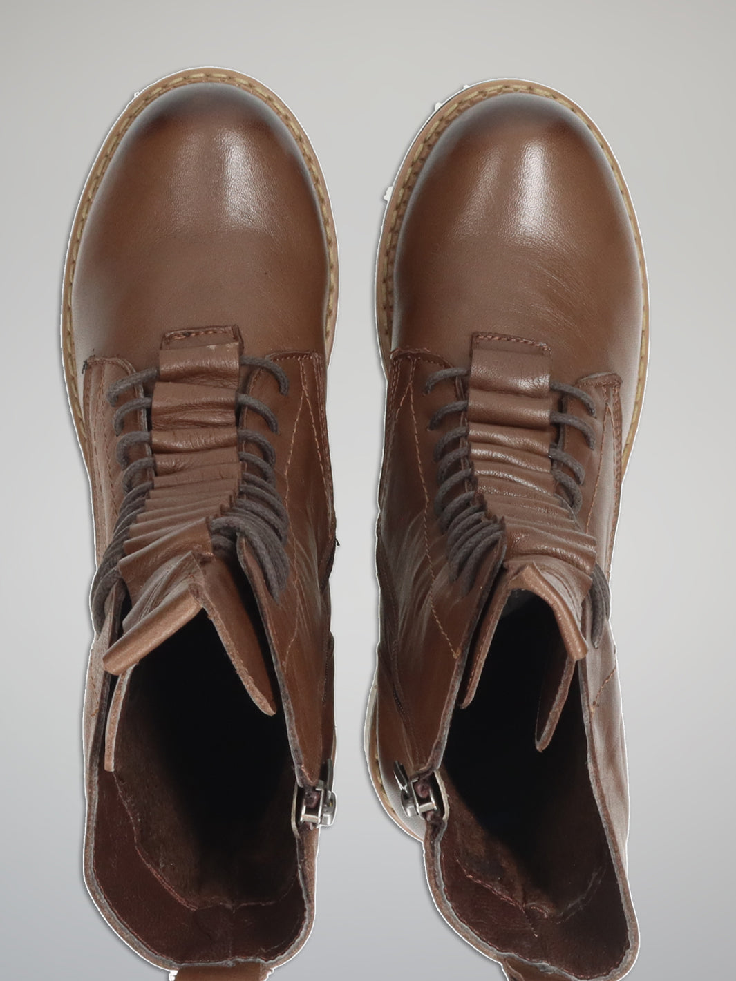 LEATHER ANKLE BOOTS - BROWN