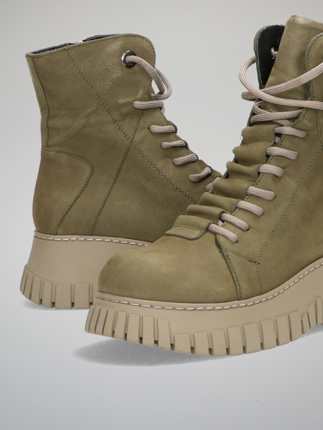 NUBUCK ANKLE BOOTS - OLIVE