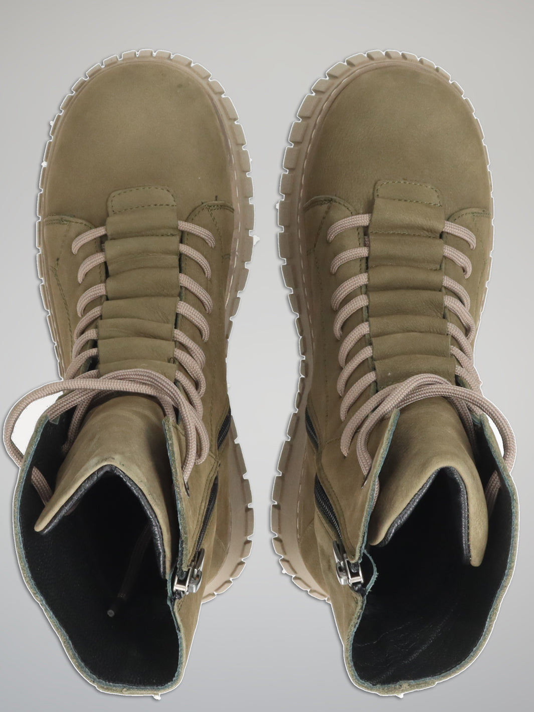 NUBUCK ANKLE BOOTS - OLIVE