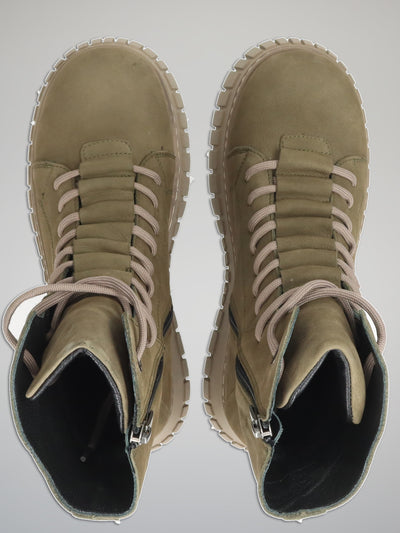 NUBUCK ANKLE BOOTS - OLIVE