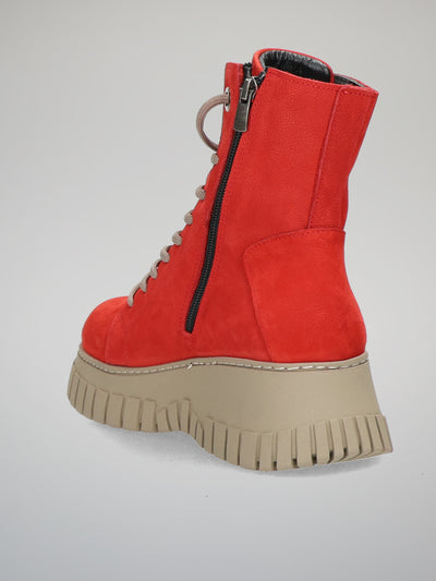 NUBUCK ANKLE BOOTS - RED
