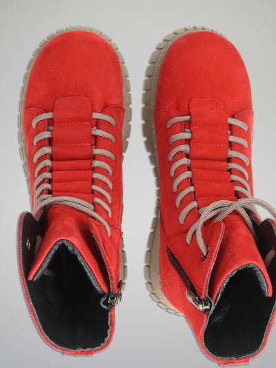 NUBUCK ANKLE BOOTS - RED