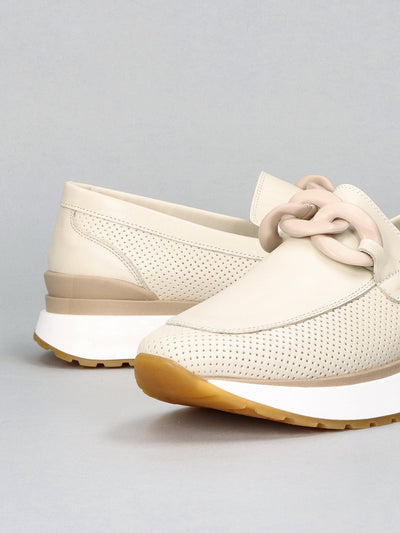 LEATHER LOW SHOES - BEIGE