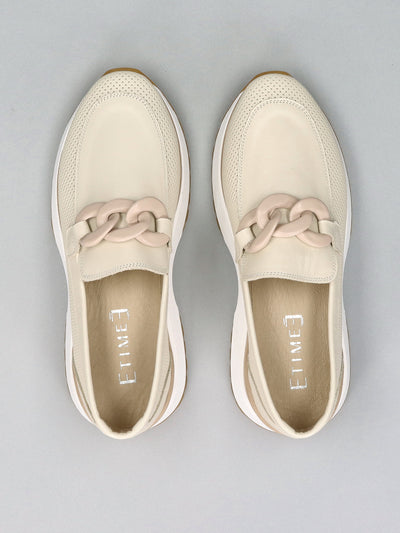 LEATHER LOW SHOES - BEIGE