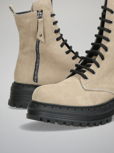 NUBUCK ANKLE BOOTS - BEIGE