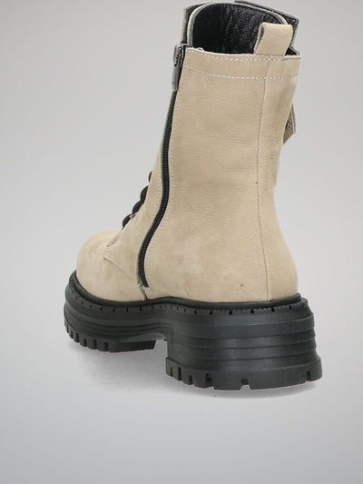 NUBUCK ANKLE BOOTS - BEIGE