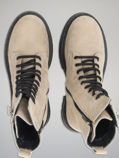 NUBUCK ANKLE BOOTS - BEIGE