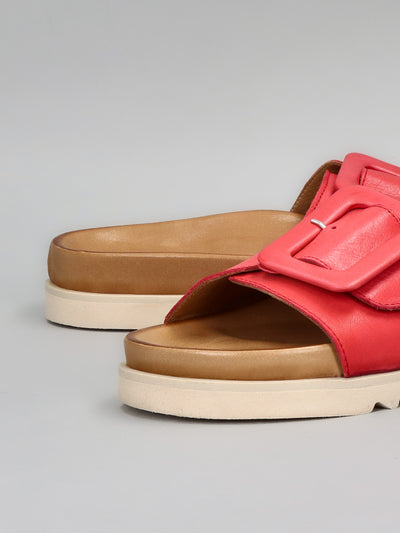 LEATHER SLIPPERS - RED