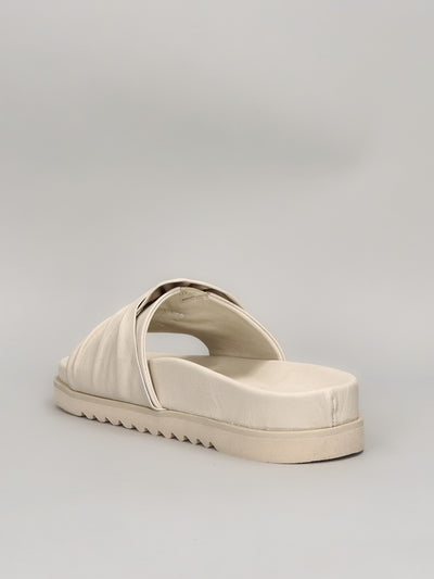 LEATHER SLIPPERS - BEIGE