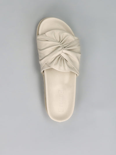 LEATHER SLIPPERS - BEIGE