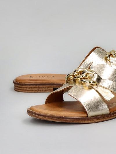 LEATHER SLIPPERS - GOLD