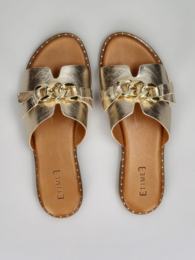 LEATHER SLIPPERS - GOLD