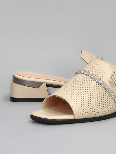 LEATHER SLIPPERS - BEIGE