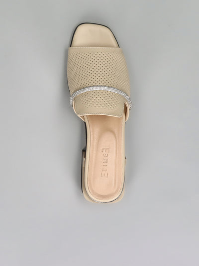 LEATHER SLIPPERS - BEIGE
