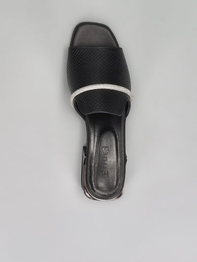LEATHER SLIPPERS - BLACK