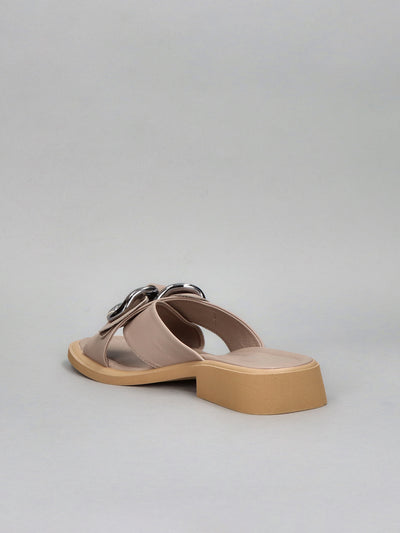 LEATHER SLIPPERS - BEIGE