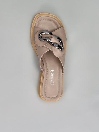 LEATHER SLIPPERS - BEIGE