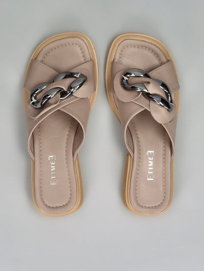 LEATHER SLIPPERS - BEIGE