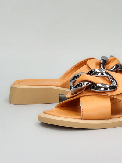 LEATHER SLIPPERS - BROWN