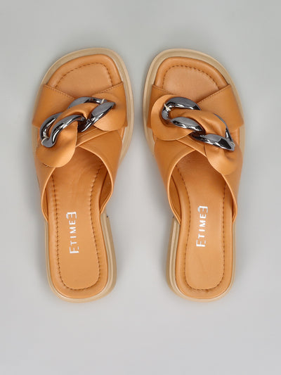 LEATHER SLIPPERS - BROWN