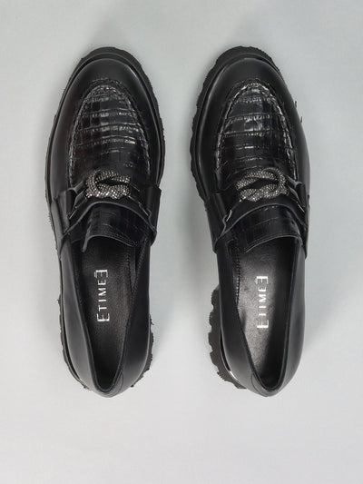 LEATHER LOW SHOES - BLACK