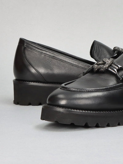 LEATHER LOW SHOES - BLACK