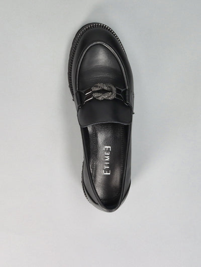 LEATHER LOW SHOES - BLACK