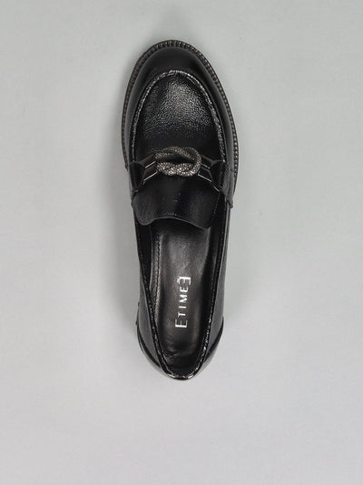 LEATHER LOW SHOES - BLACK