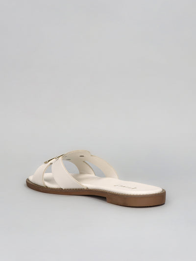 LEATHER SLIPPERS - WHITE
