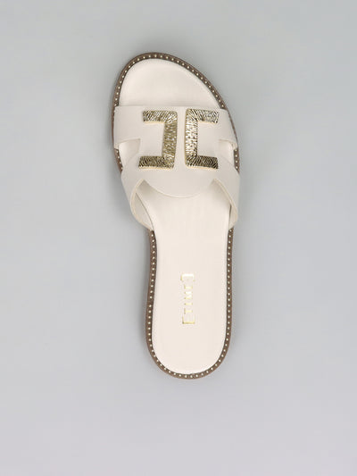 LEATHER SLIPPERS - WHITE
