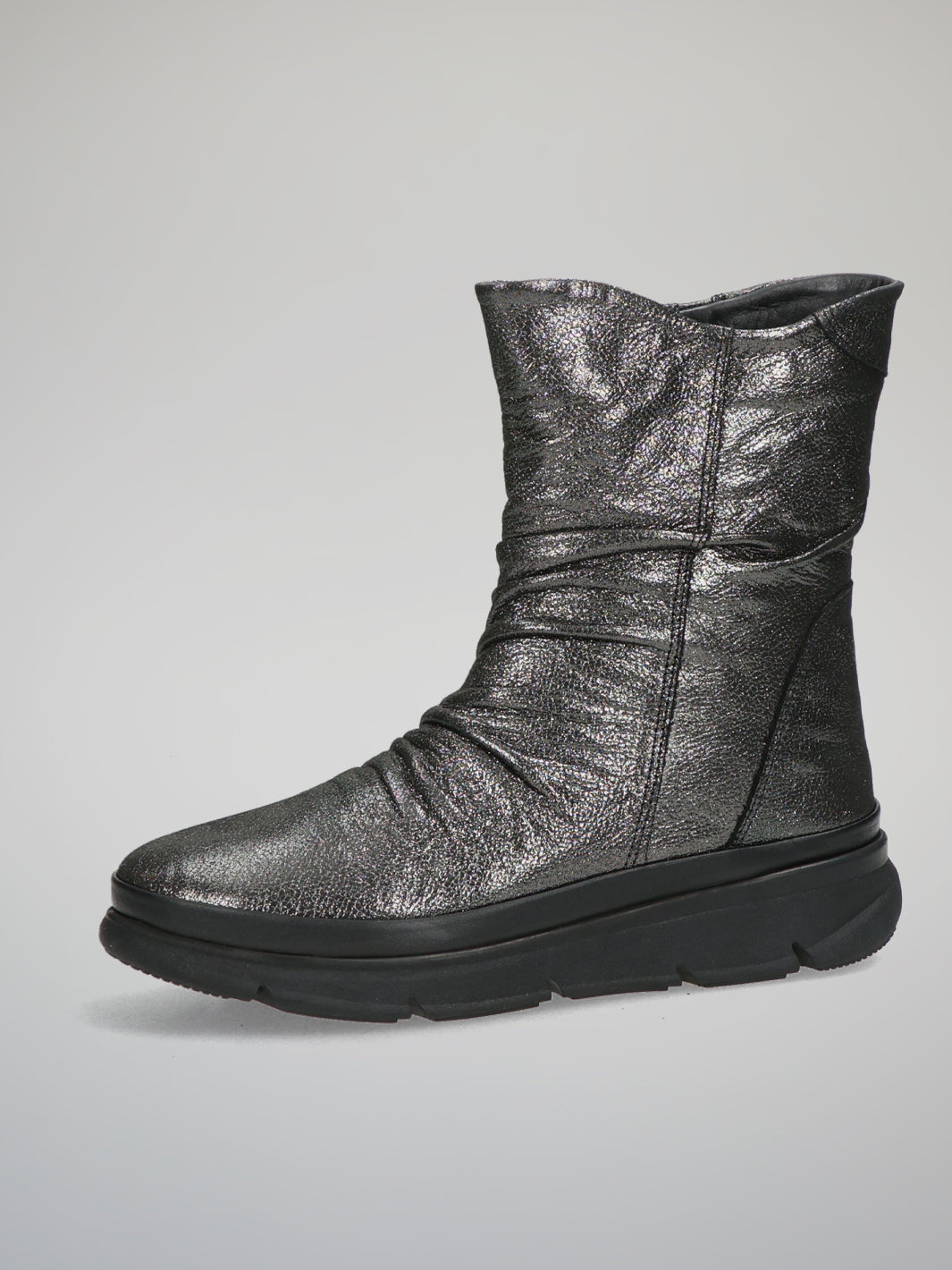 LEATHER ANKLE BOOTS - METALLIC