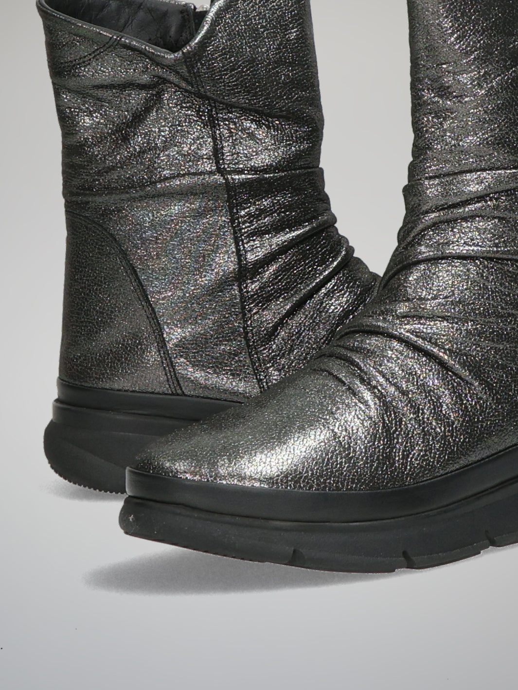LEATHER ANKLE BOOTS - METALLIC