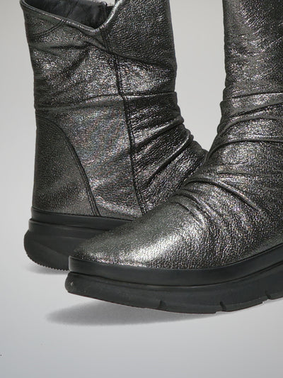 LEATHER ANKLE BOOTS - METALLIC
