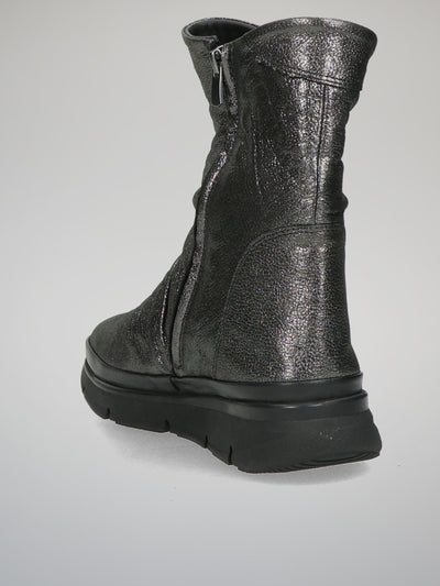 LEATHER ANKLE BOOTS - METALLIC