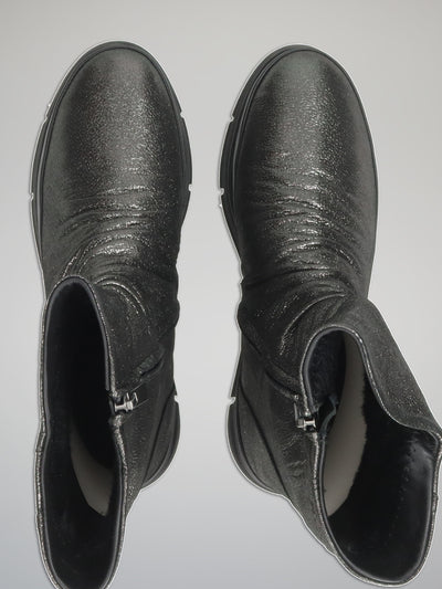 LEATHER ANKLE BOOTS - METALLIC