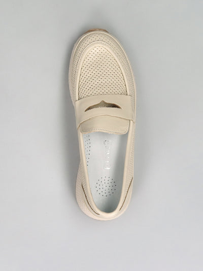 LEATHER MOCCASINS - BEIGE