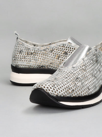 LEATHER SNEAKER - SILVER