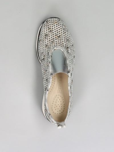 LEATHER SNEAKER - SILVER